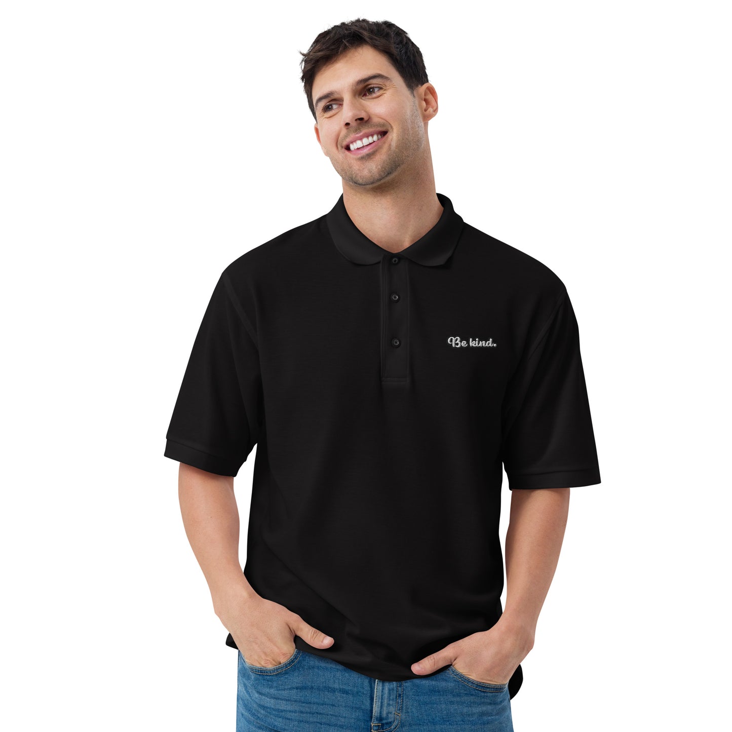 Be Kind - Embroidered Men's Premium Polo Shirt