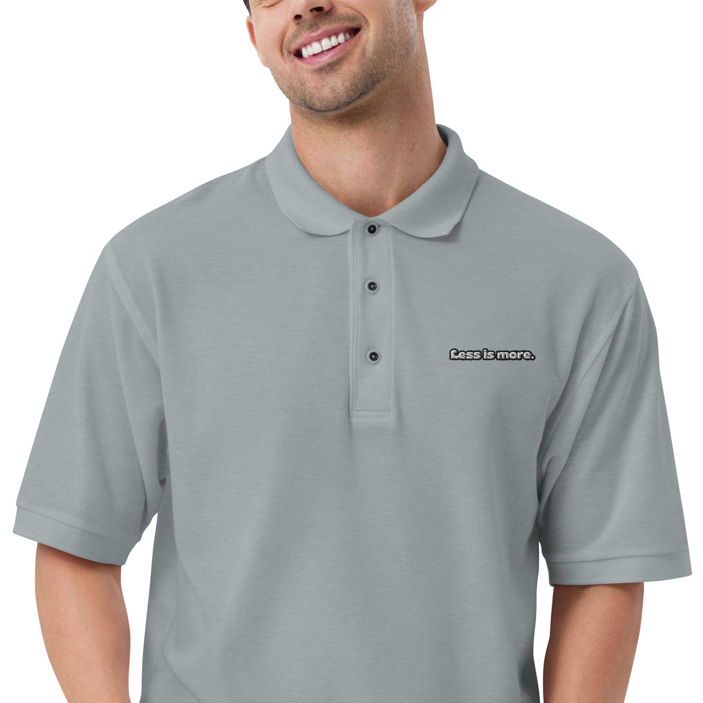 Less Is More - Embroidered Men's Premium Polo Shirt