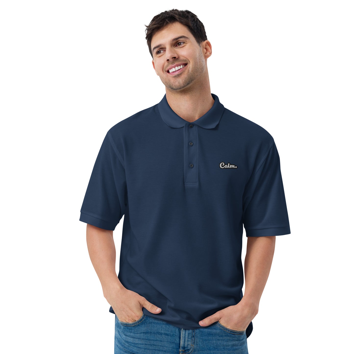 Calm - Embroidered Men's Premium Polo Shirt