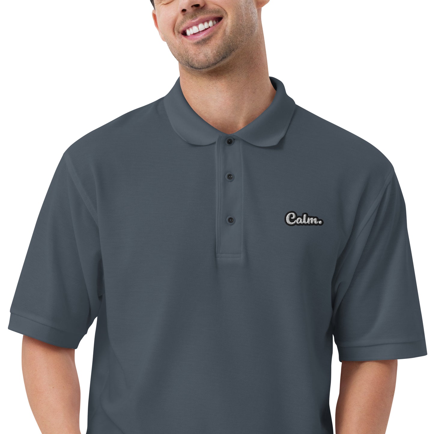 Calm - Embroidered Men's Premium Polo Shirt