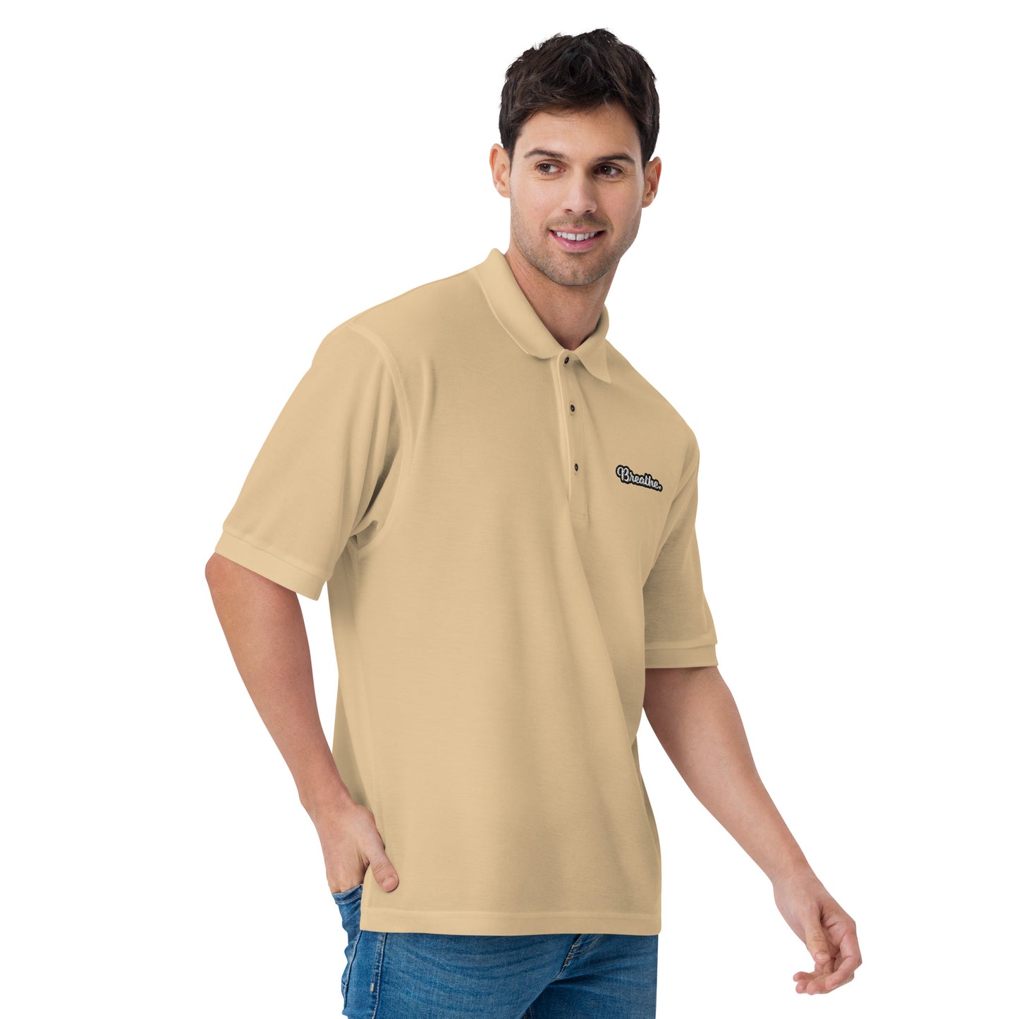 Breathe - Embroidered Men's Premium Polo Shirt