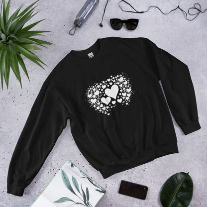 Unisex | Black And White Hearts Sweatshirt