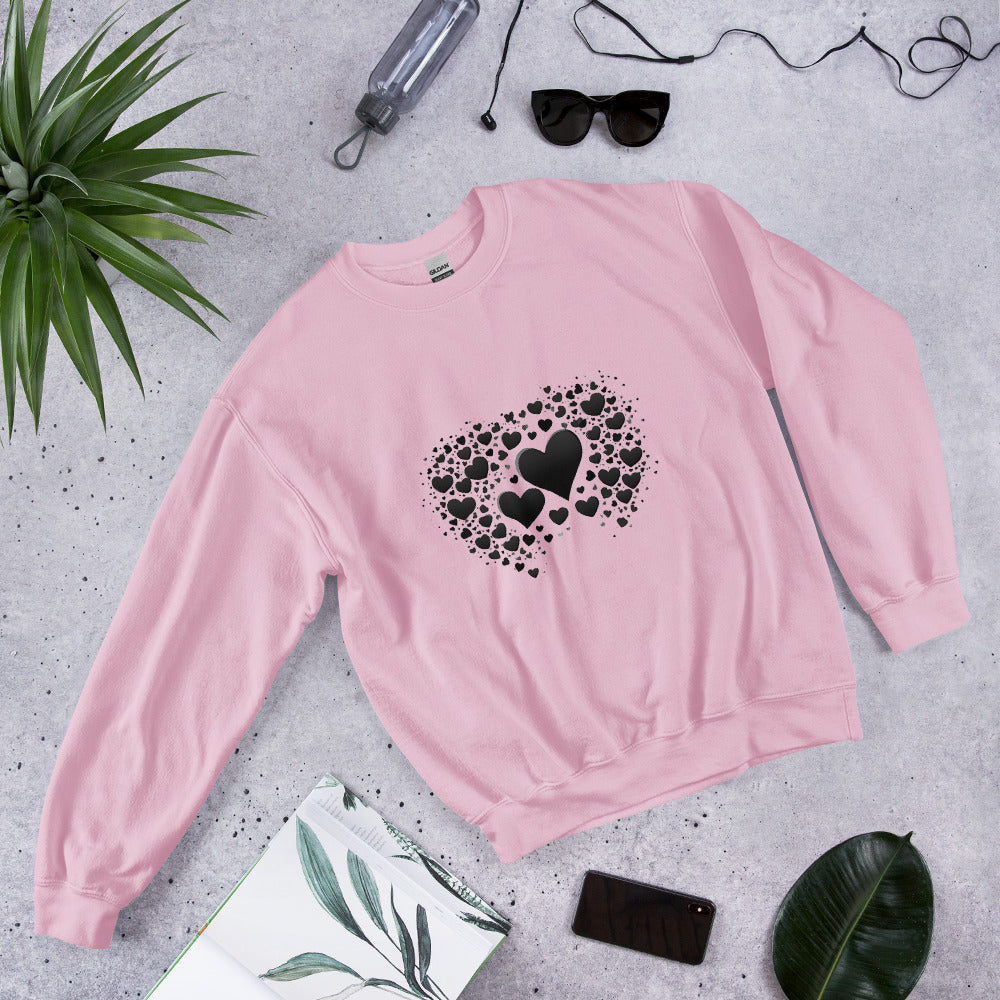 Unisex | Black And White Hearts Sweatshirt