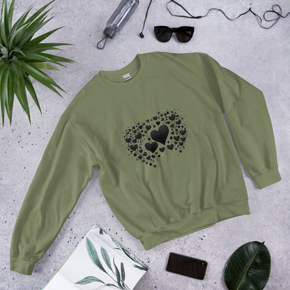 Unisex | Black And White Hearts Sweatshirt