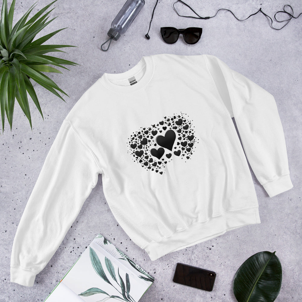 Unisex | Black And White Hearts Sweatshirt