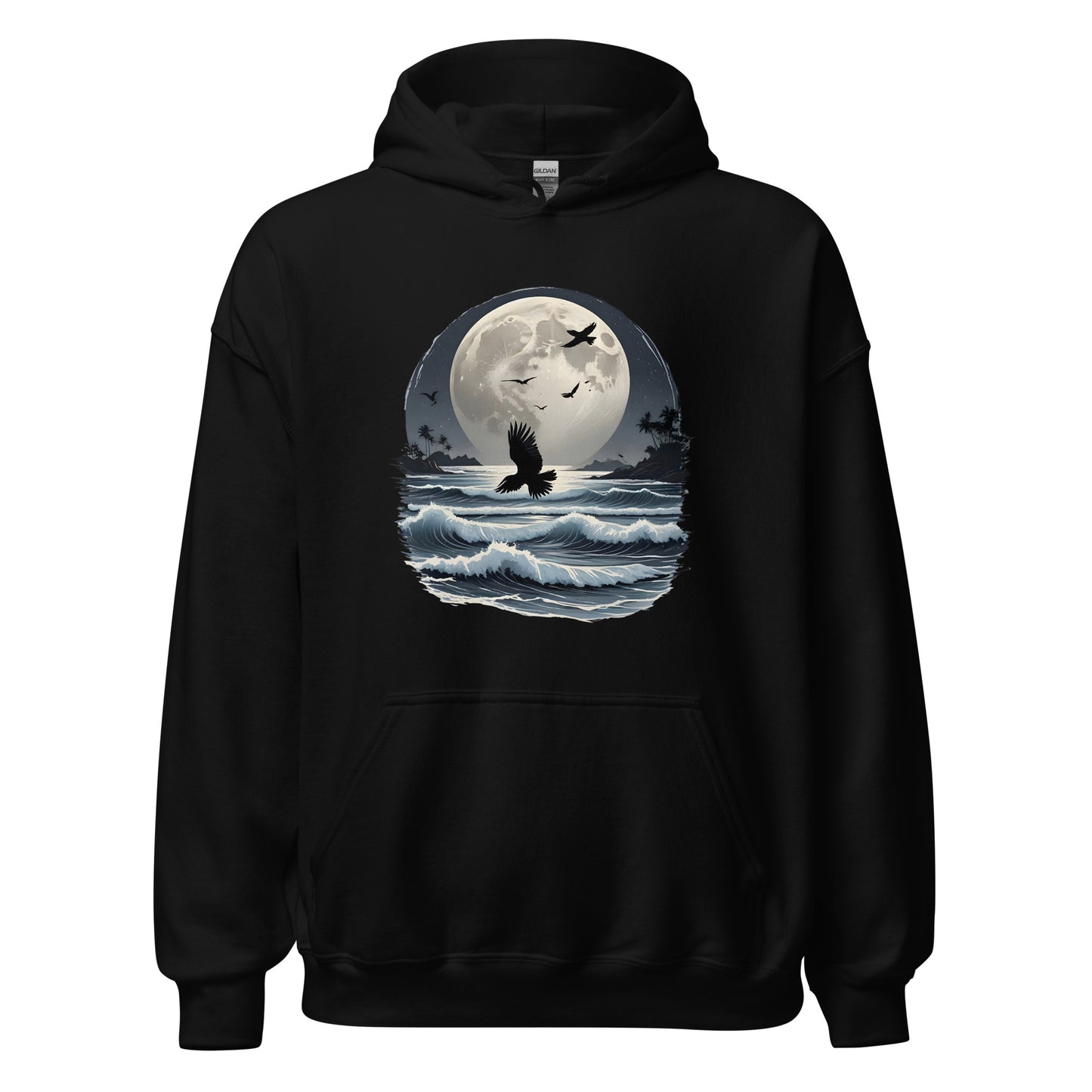 Unisex | Moonlight, Crow, Beach - Hoodie