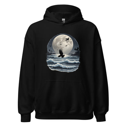 Unisex | Moonlight, Crow, Beach - Hoodie