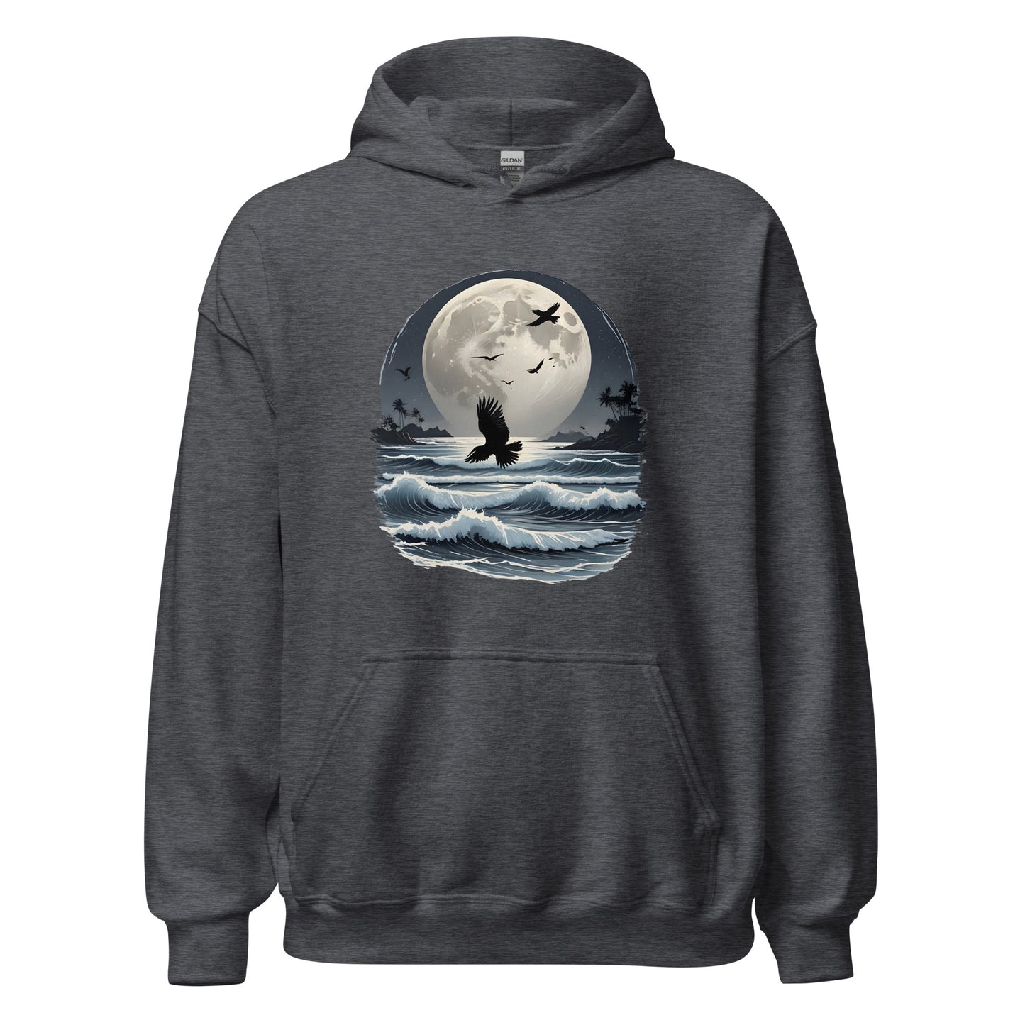Unisex | Moonlight, Crow, Beach - Hoodie