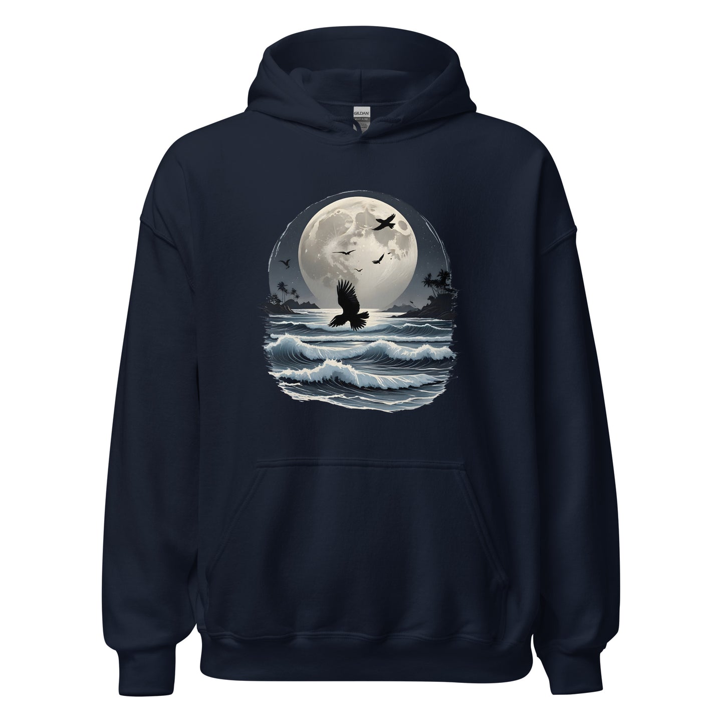 Unisex | Moonlight, Crow, Beach - Hoodie