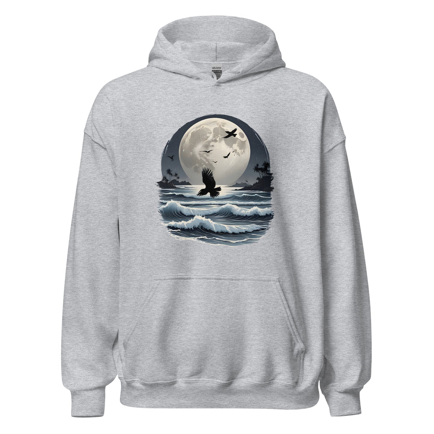 Unisex | Moonlight, Crow, Beach - Hoodie
